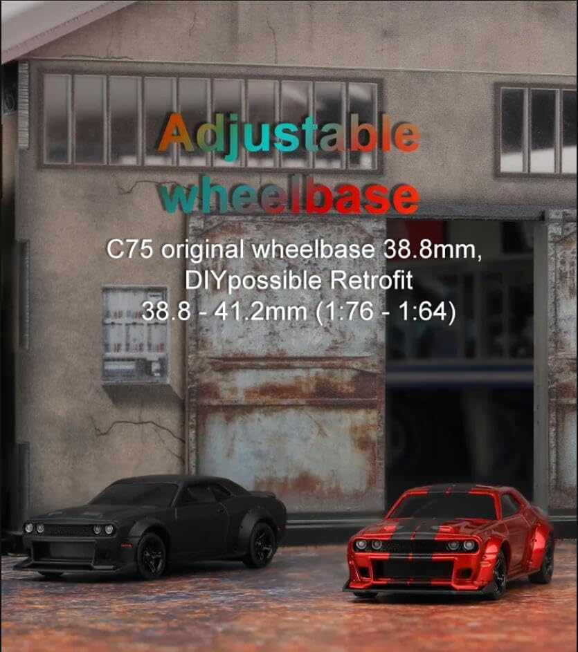 Turbo Racing 1:76 C75 On Road RC Car Radio Full Proportional Remote Control Toys RTR Kit for Adults Gift RC Toys (C75 Black)