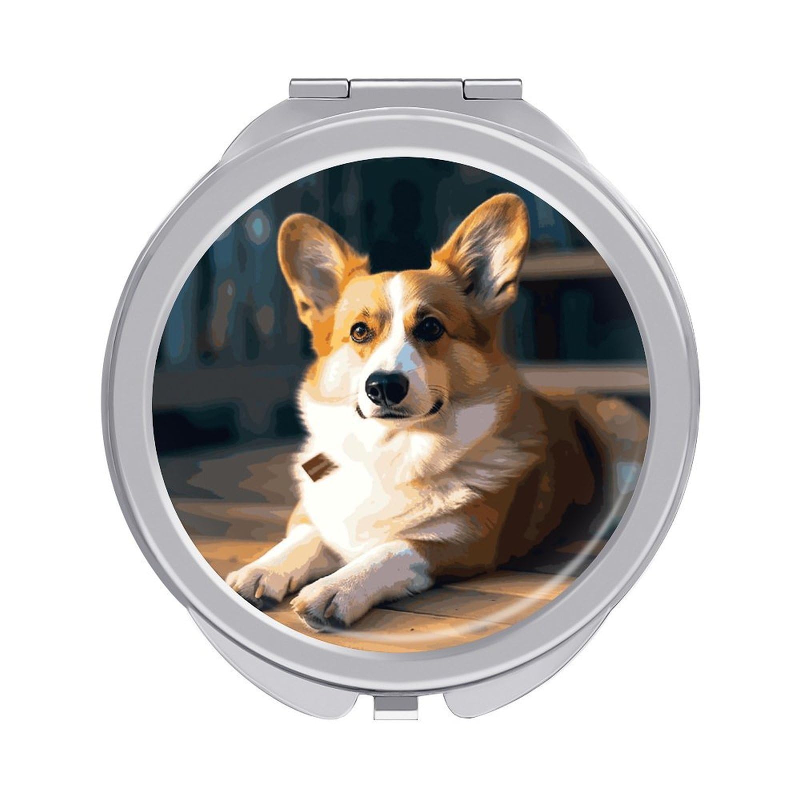 JTREHY Smart Corgi Makeup Mirror Portable Folding Mirror Compact Travel Mirrors 2-Sided Round Pocket Mirrors Cute Handheld Beauty Mirror for Handbag Purse for Women Gift