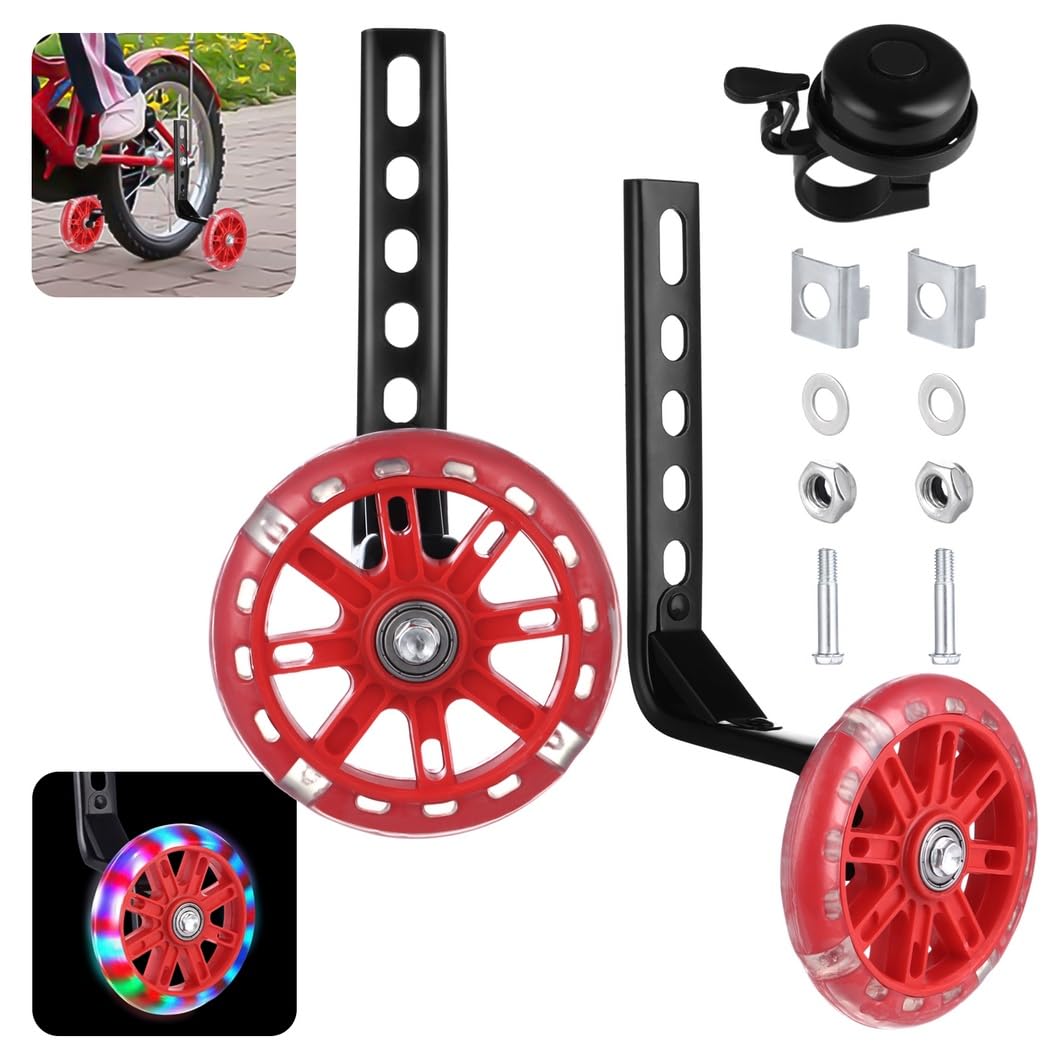 Adjustable Bicycle Stabilizer, Bike Learning Balance Wheels, Flash Mute Bicycle Training Wheels, Bike Training Wheels, Compatible With 12