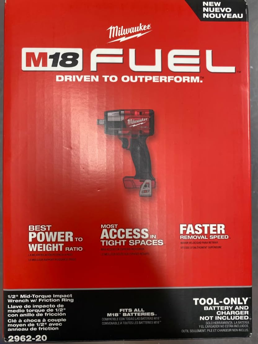 2962-20 M18 18V Fuel 1/2" Mid-torque Impact Wrench with Friction Ring