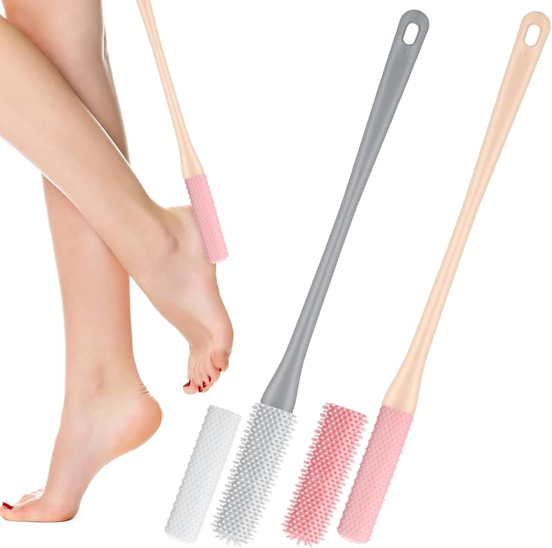 Fingertip WD Escovas para Limpeza dos Pés com Cabo Longo, Pacote com 2