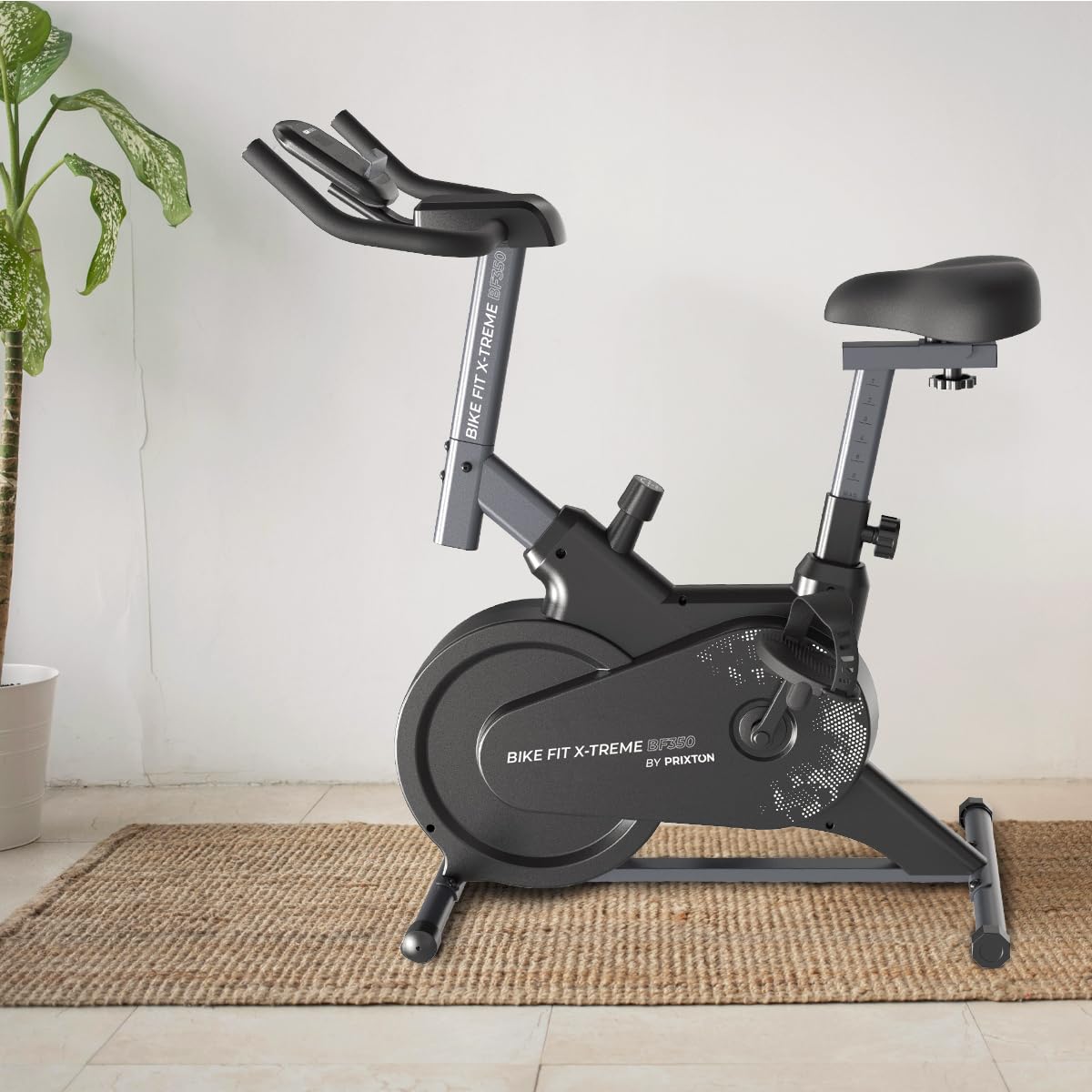 PRIXTON Bicicleta Estática Bike Fit Xtreme para cardio y fitness, Bicicleta de Spinning con Resistencia 6 kg, 7 niveles, Pulsómetro y Pantalla LED, Soporte para dispositivos