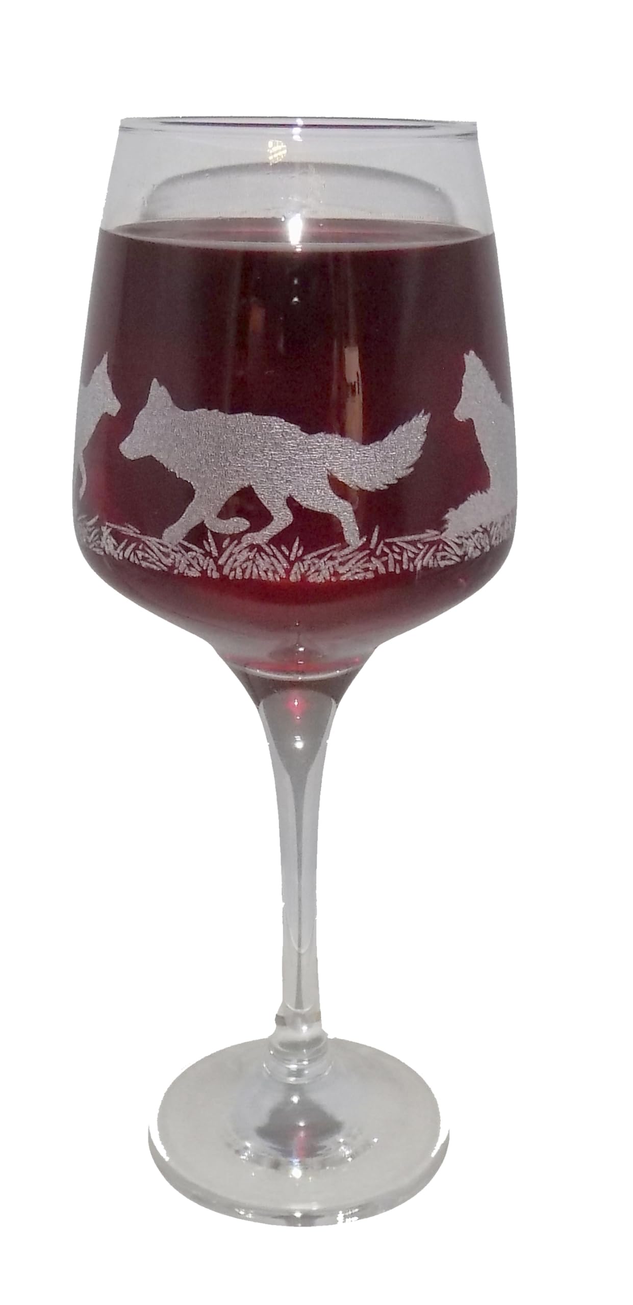 Fox Engraved Stemmed Wine Glass
