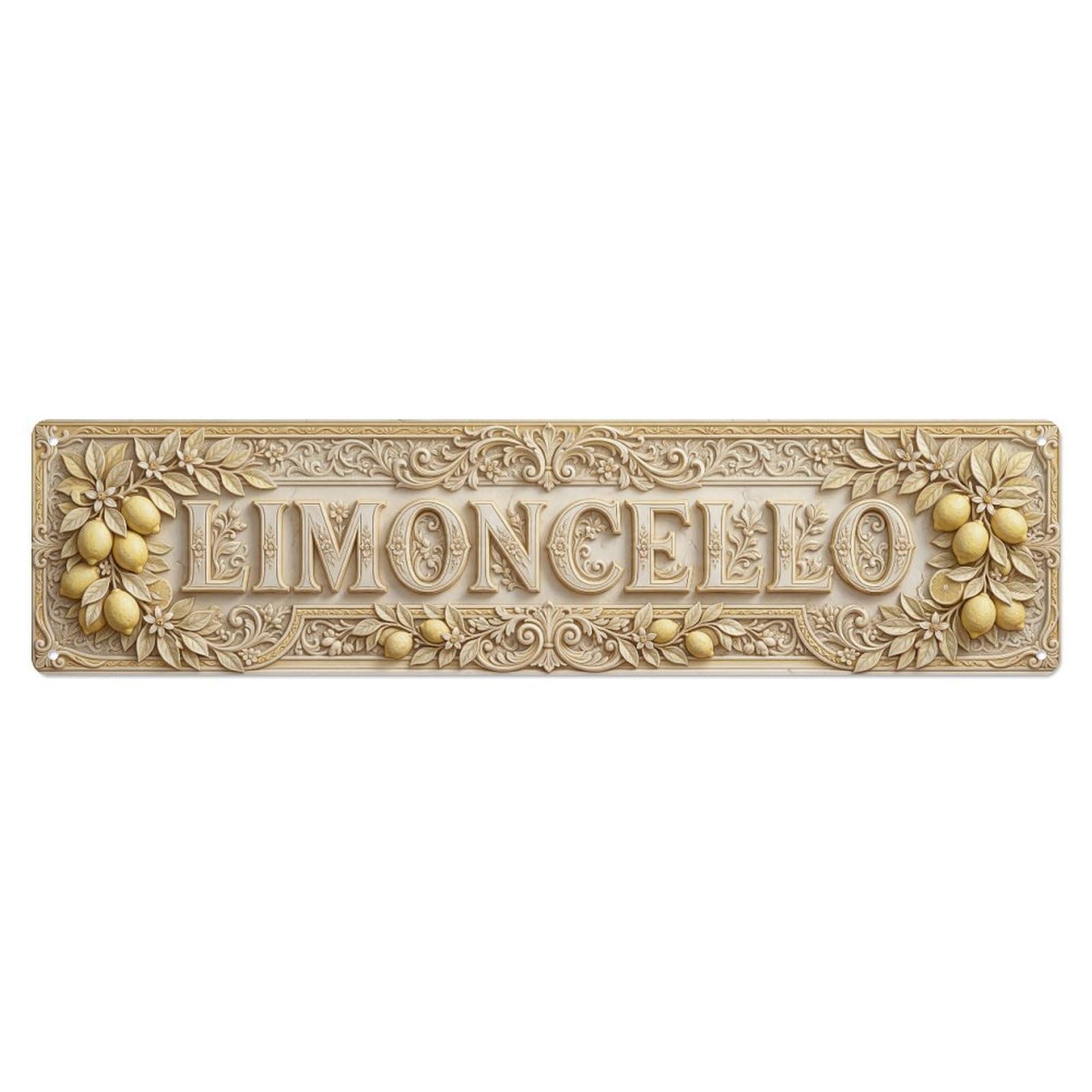 Limoncello Carved Ivory Kitchen Metal Tin Skinny Sign Plaque Wall Decor for Cafe, Club Bar, Office, Home Garden Metal Poster 4x16Inch