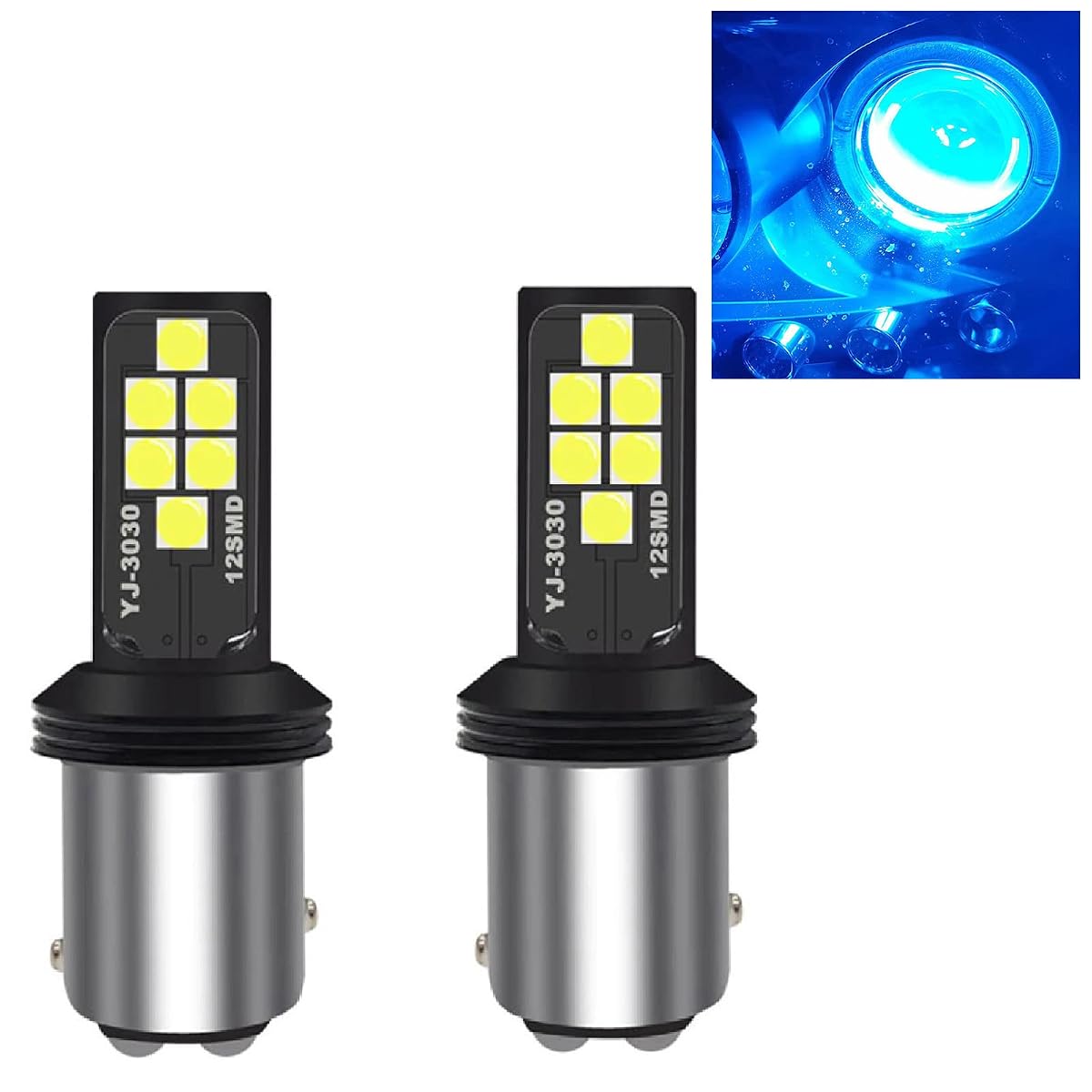 SOCAL-LED LIGHTING 1157 BAY15d Ice Blue LED Turn Signal Bulb, 2-Pack, 3030 SMD,