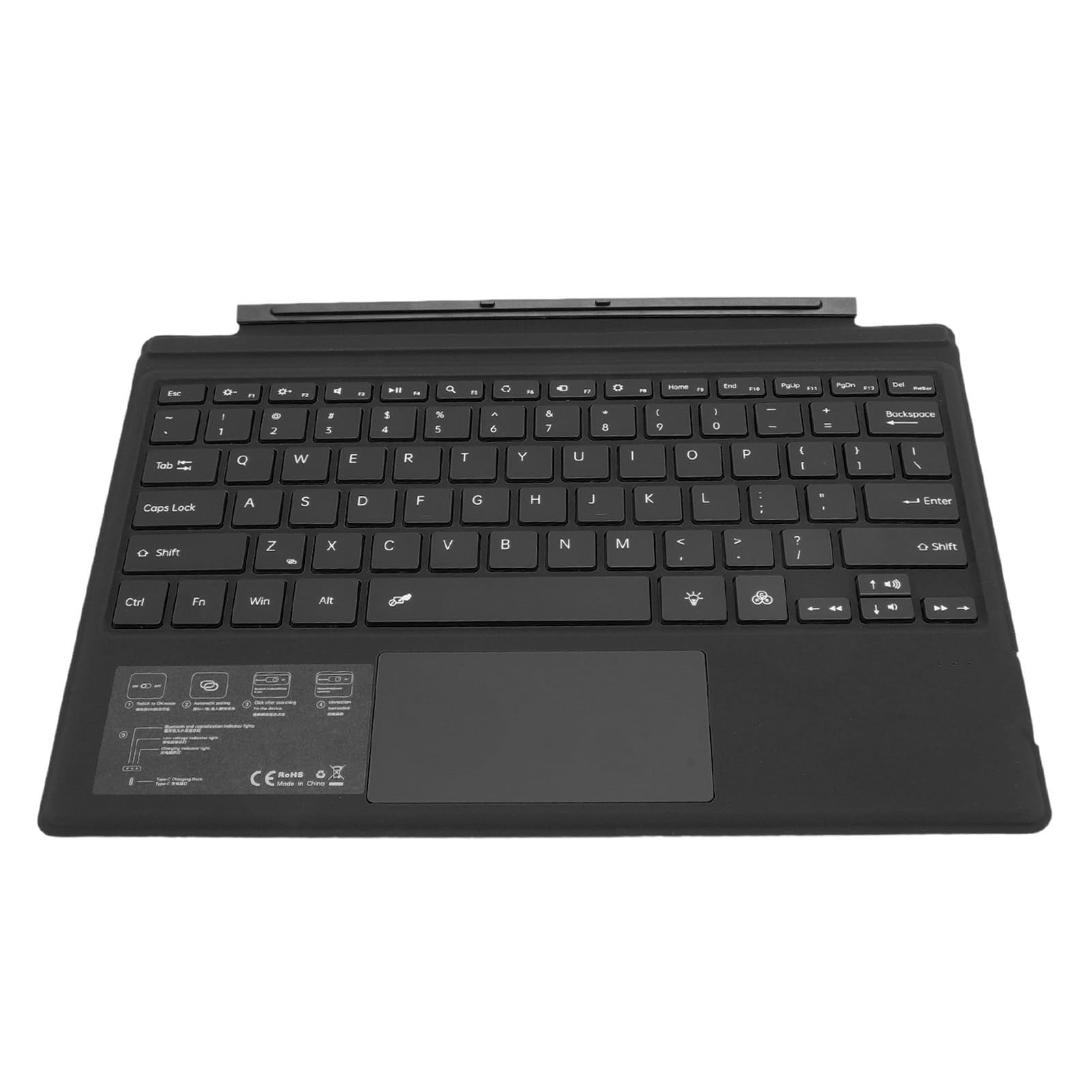 YUEHISY Magnetic BT Keyboard, Wireless Rechargeable Tablet Keyboard with Colorful Backlight, Multi Touchpad, Removable Design, for Pro 3 4 5 6 7 (Black)