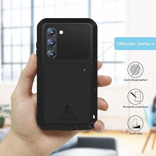 Miniatura 7 de LOVE MEI Funda para Samsung Galaxy S23 5G con protector de pantalla de vidrio templado, a prueba de golpes, a prueba de arañazos, híbrida de metal y