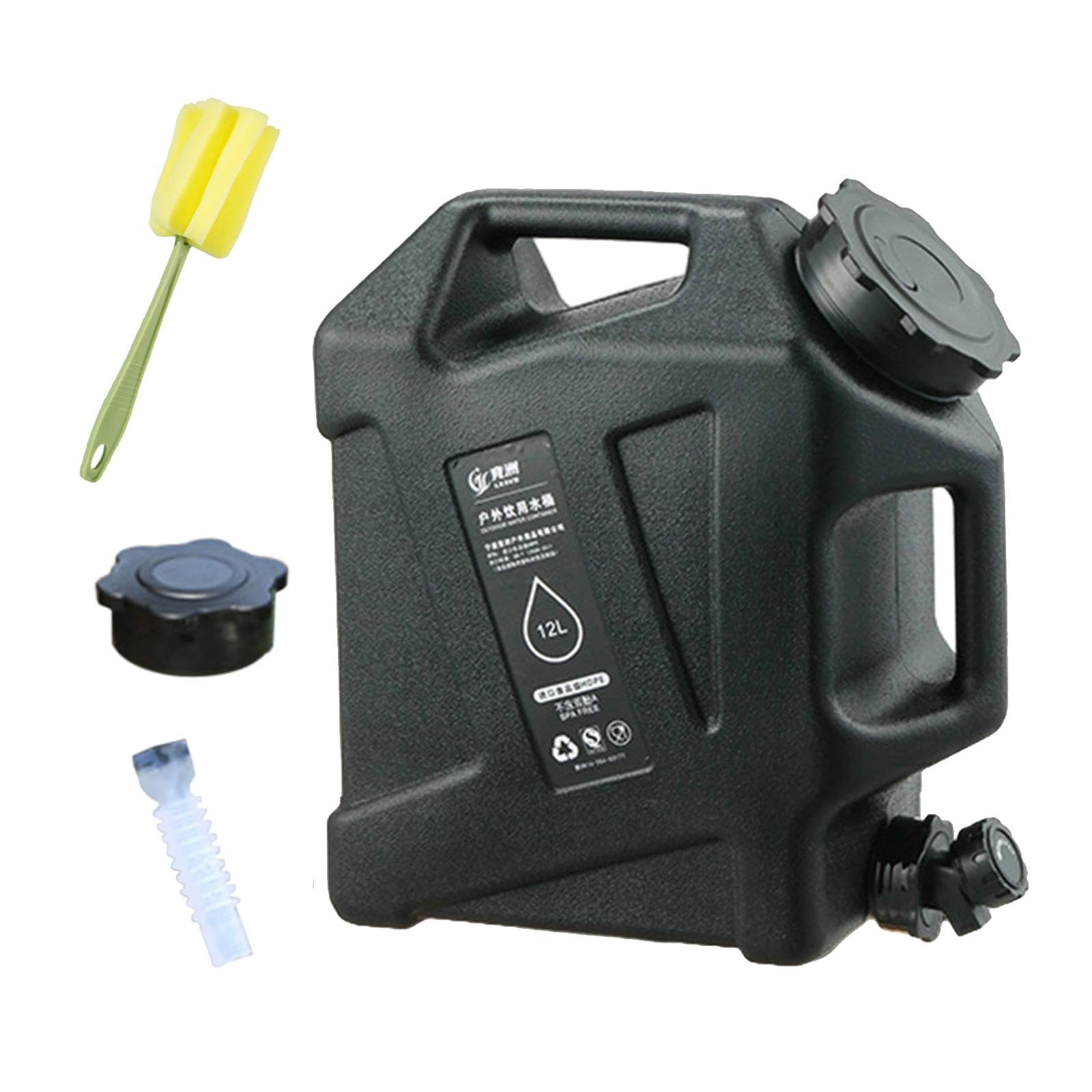 Récipient à Eau, Bidon d'eau avec Robinet, Jerrican de Stockage d'eau Portable, Seau à Eau pour La Pêche, Les Urgences, Le Camping, La Vaissel, Noir