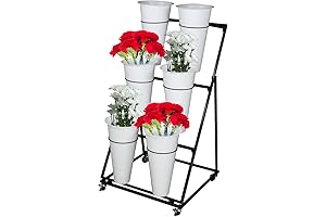 6-Bucket Decorative Flower Rack Display Stand on Wheels
