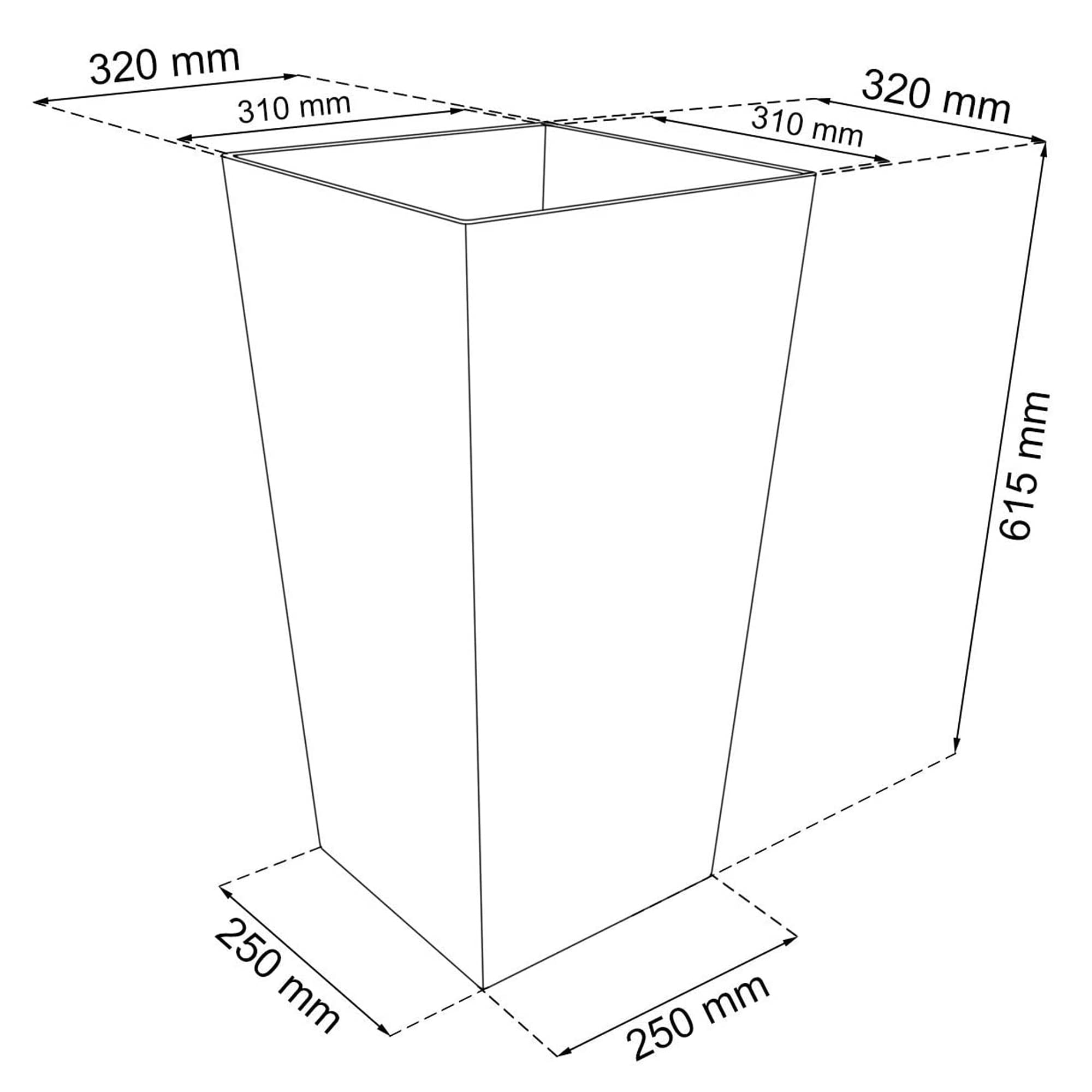 Maceta Rato de 49 litros con inserto 32,5 x 32,5 x 61 cm en color ocre oscuro - 4