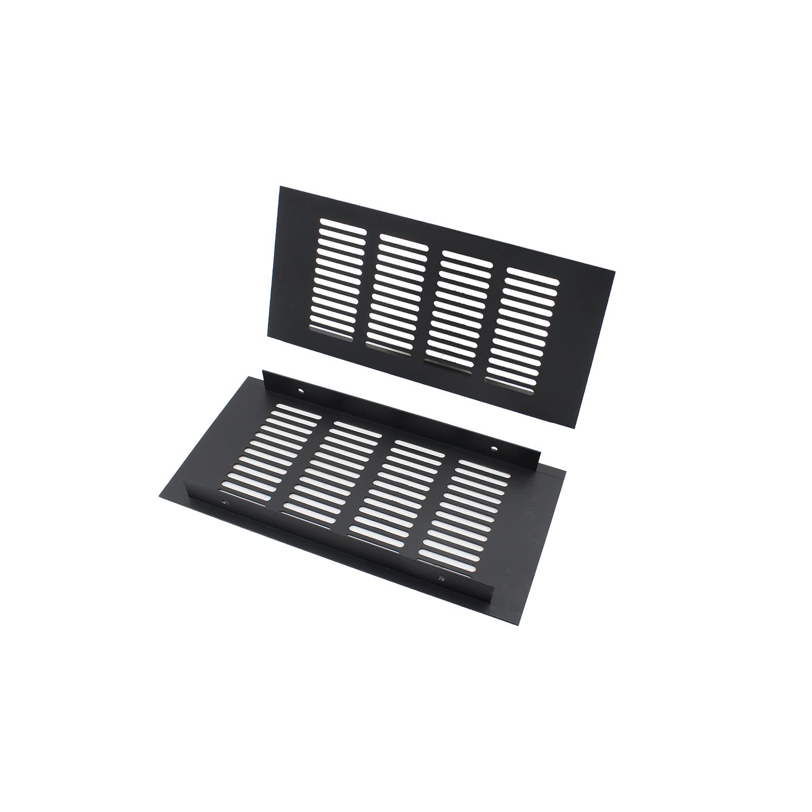 TTZEZE Lot De 2 Grilles D'aération Rectangulaires En Alu - 60x200 Mm - Noir - Pour Armoire, Salle De Bain, Cuisine
