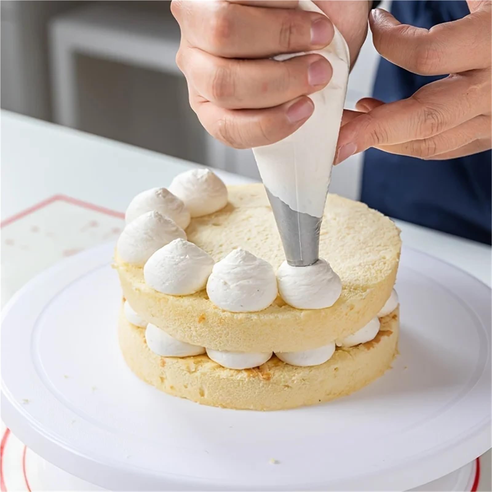 Kit De DecoracióN De Tartas Base giratoria Redonda de plástico Blanco for Decorar Pasteles. Herramientas for Principiantes y Profesionales. Accesorios Utensilios repostería para Tartas(71pcs)