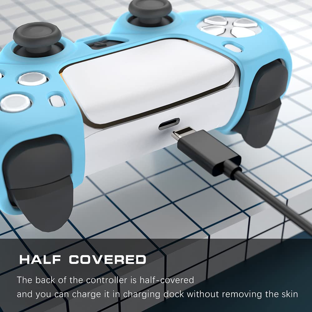 Pink PS5 Controller Skin, Peziang Ergonomic Anti-Slip Soft Ultra-Thin Silicone Protective Cover Gamepad Case for Play Station 5 DualSense Wireless Controller with 2 Cute Thumb Grip Caps - Image 6