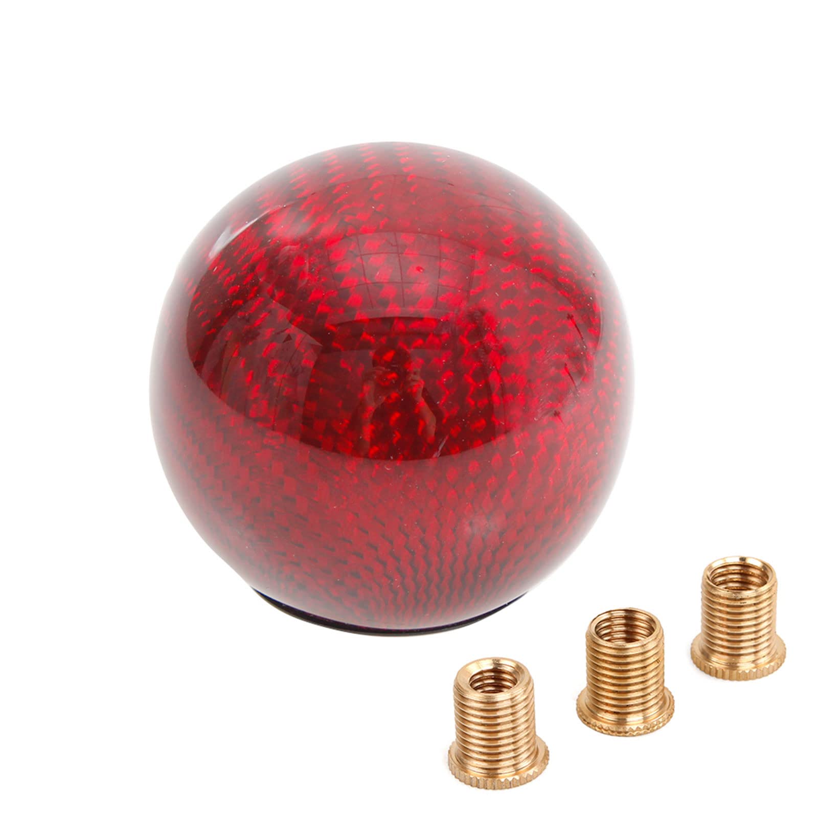 Muge Racing Red Carbon Fiber Shift Knob Gear Shifter Knobs With 3 Adapter Most Car Decorations Classic (, Round)