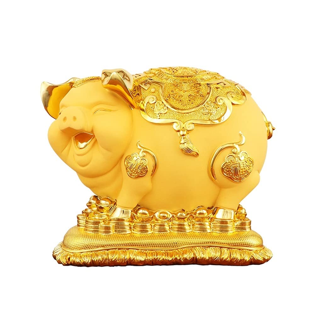 XXZY Piggy Bank Big Golden Pig Piggy Bank Unbreakable Resin Coin Bank Fashion Money Bank Children's Adult Gift Home Decoration Large Capacity Durable