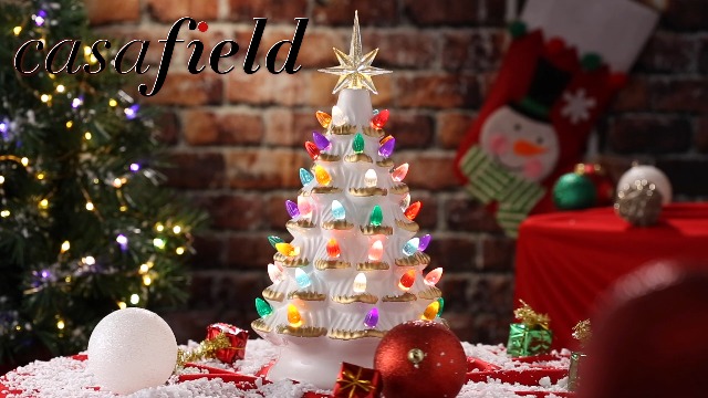 Amazon.com: Casafield Hand Painted Ceramic Christmas Tree, White