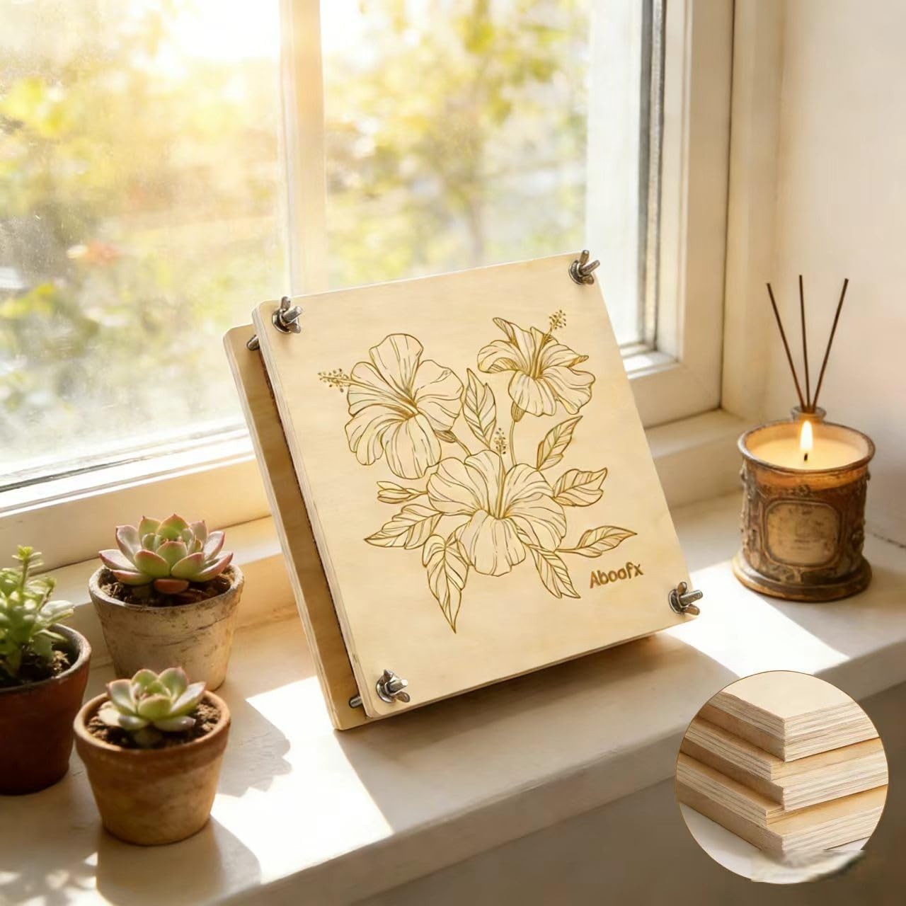 SICASH Travel-Friendly Kids Flower Press: Birthday Gifts—Compact Wooden Press, Durable Cardboard, DIY Poke Art Craft Kit for Girls Ages 4-8 Who Love Scrapbooking, Summer Activities for Kids