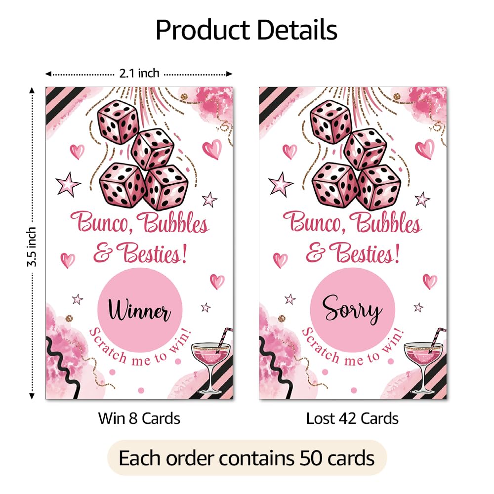 TOUNER 50 carte da gioco Bunco Bubbles & Besties Scratch Off