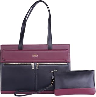 HORRA 14 Inch Laptop Tote Bag For Women Office use- Black and Wine| Laptop Tote for Work| For College| Latest Stylish Ladi... Price In India