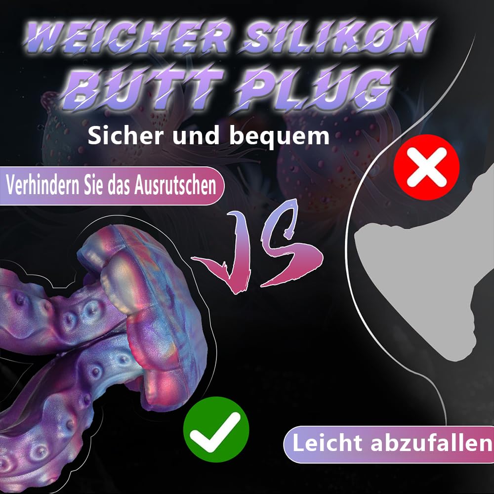 Realistischer Monster Dildo Anal Silikon Tentakel Dildo Analplug für Frauen Männer Prostata Stimulation G-Punkt Massage Fantasy Anal Butt Plug Masturbation Erotisches Sexspielzeug für Paar (L)
