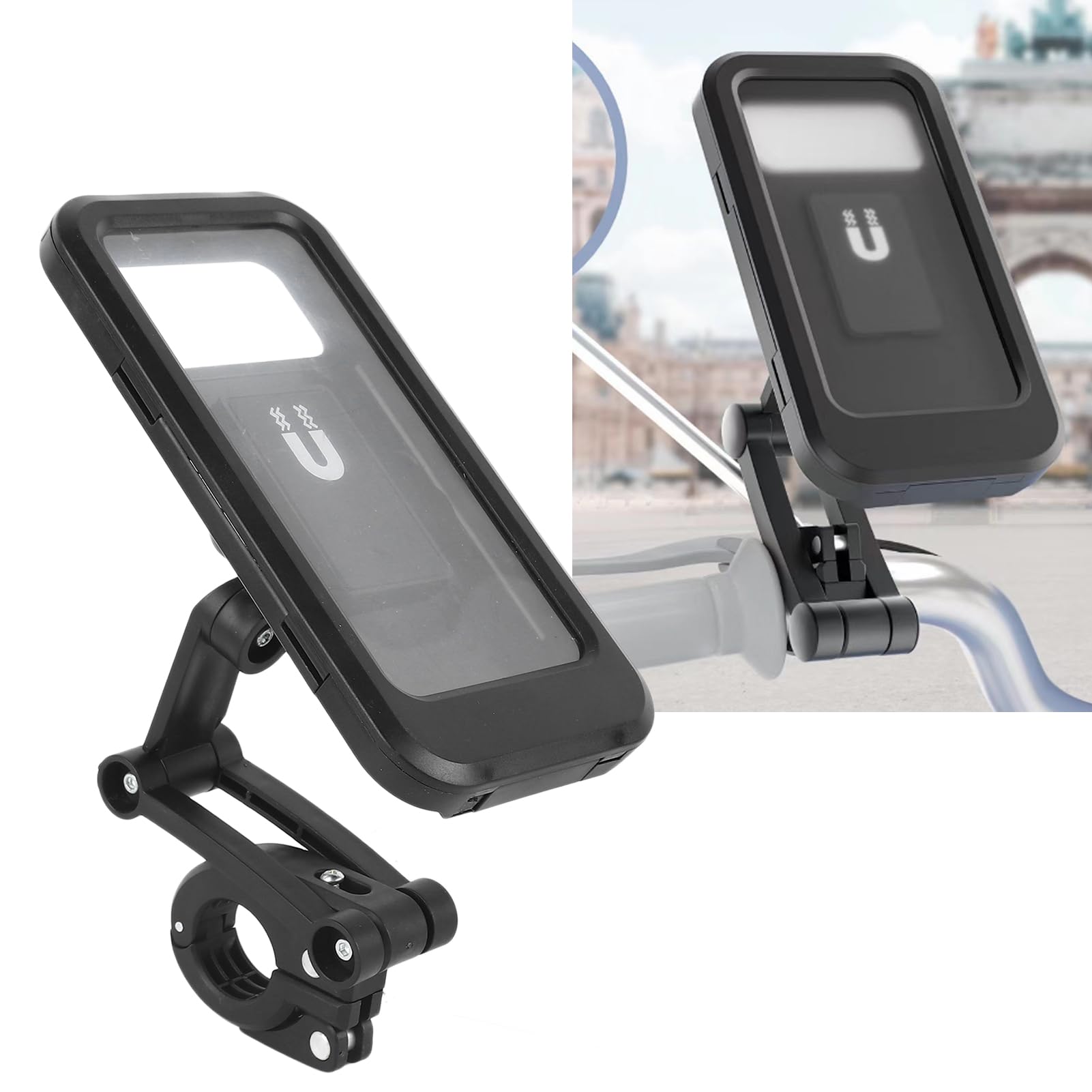Uchwyt na Telefon Rowerowy, Uniwersalny Wodoodporny Uchwyt na Telefon do Hulajnogi Elektrycznej, Wielofunkcyjny Uchwyt na Telefon na kierownicę Motocykla do Wszystkich Telefonów