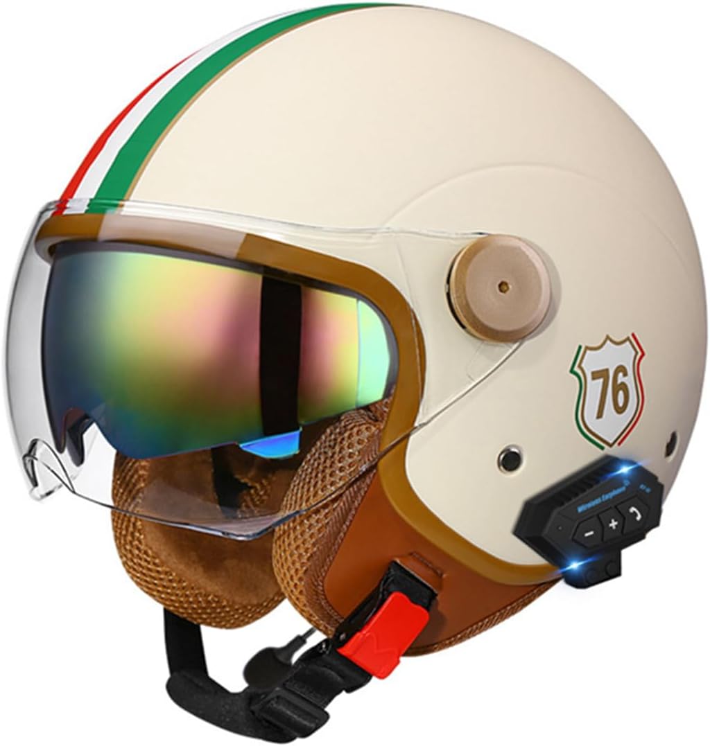 Open Face Motorcycle Smart Bluetooth Helmet, Retro Classic