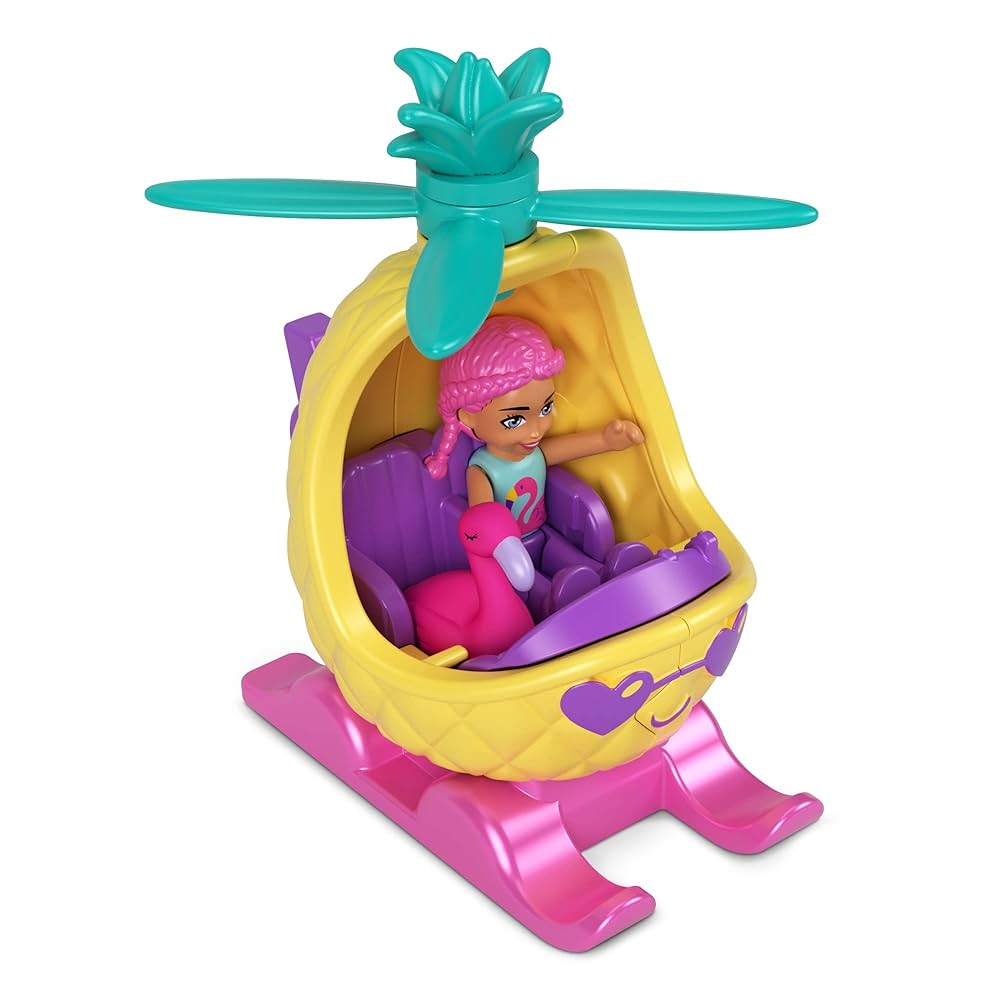 Polly Pocket Mini Collectible Vehicle, Articulated Doll and Pet, Polly's  Friend Doll with Pineapple Helicopter and Light Pink Flamingo : Amazon.se:  ...