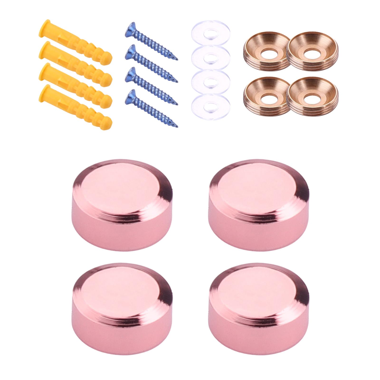 4Pieces Practical Sturdy Brass Rose Gold Glass Mounting Screws Easy Installation for Interior Designers and Enthusiasts