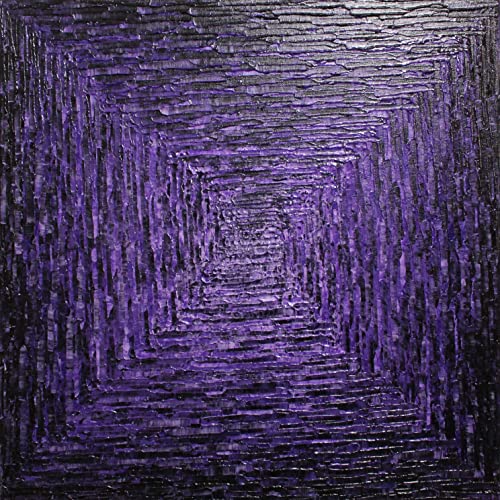Tableau au couteau d'artiste avec relief dégradé violet format carré 50x50