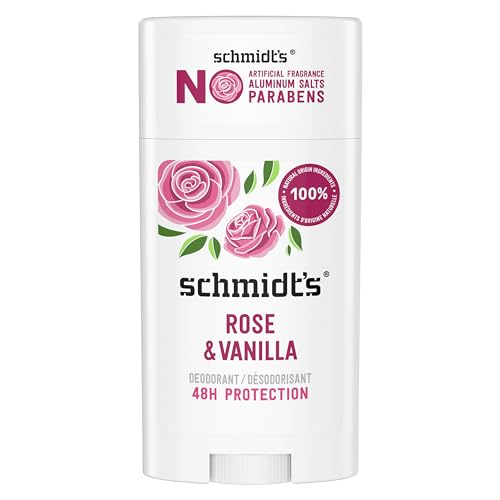 Desodorantes, Personal Computer SCHMIDT'S, Desodorante Natural para Mujeres y Hombres, Desodorantes en Barra, Aroma a Rosa y Vainilla, Ingredientes Naturales, Sin Sales de Aluminio,...