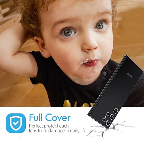 Miniatura 4 de 3+2 piezas Xfilm Bling Protector de lente de cámara para Samsung Galaxy S22 Ultra solamente, cubierta de anillo de lente de ajuste completo con