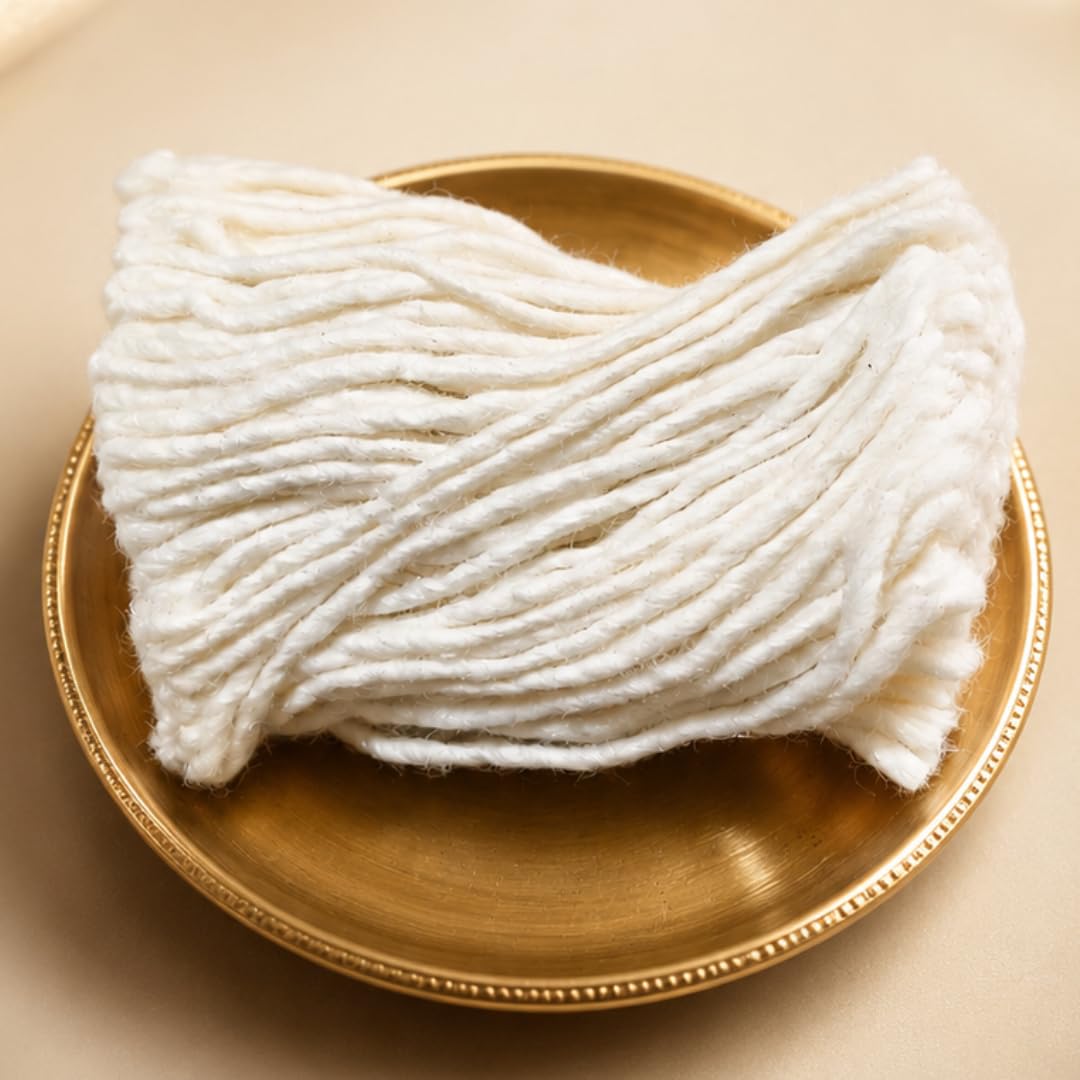 White Cotton Wicks for Diya Lamp – 108 Pieces(Pack of 10) | Pure Cotton Long Burning Thiri for Pooja, Deepam, Festival Lighting & Temple Use | Traditional Puja Accessories-image-41