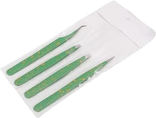 AAProTools Professional Tweezer Pack- 4 Tweezers Set- Ingrown Hair Remover Treatment. Premium Eyebrow Shaper. (Green & Yellow) Color Tweezers With Pouch
