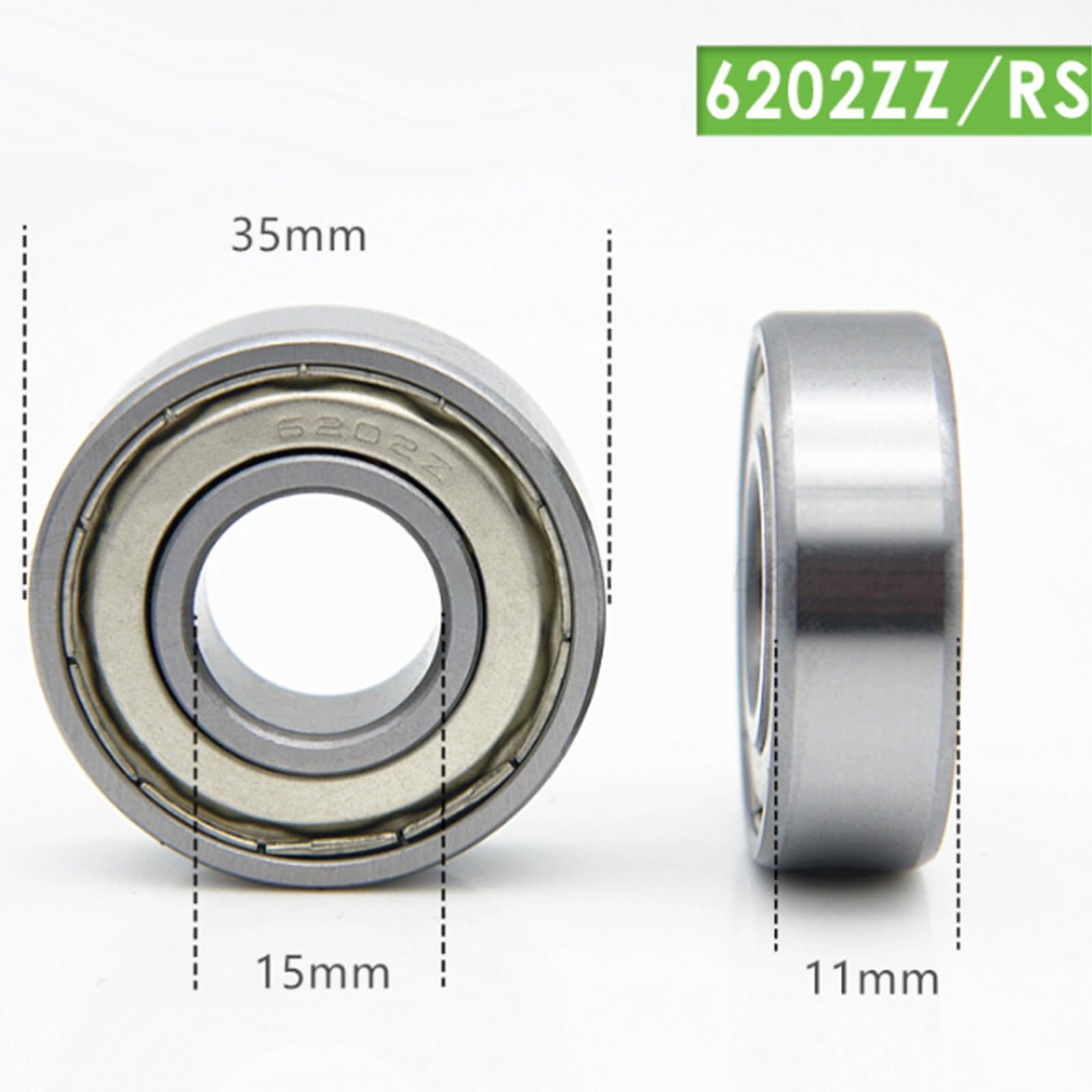 MACHSWON Kugellager, Eisen-Abdeckung, Schild, S6202ZZ-420, Edelstahl, Rillenkugellager, 15 mm x 35 mm x 11 mm, 10 Stück
