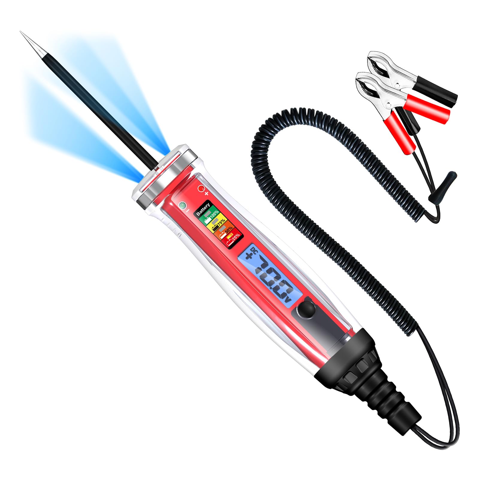 Automotive Circuit Tester 1-75V LCD Digital Display with Extend Wire Car Voltages Tester Heavy Duty Battery Tester