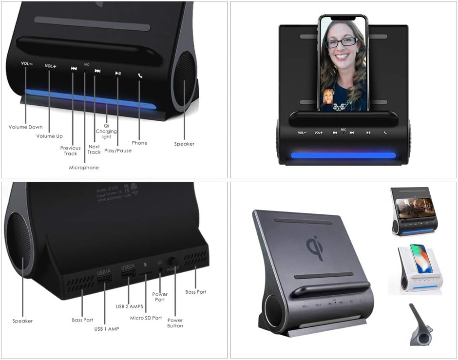 🛒 Crazy Deals Azpen DockAll D108-10W Fast Wireless Charging Dock w/Bluetooth Speakers Compatible with iPhone 11 PRO MAX, 11 PRO, 11, X, Max, XR, XS, Samsung Galaxy S10, S10+, S9, S9+, S8, S8+