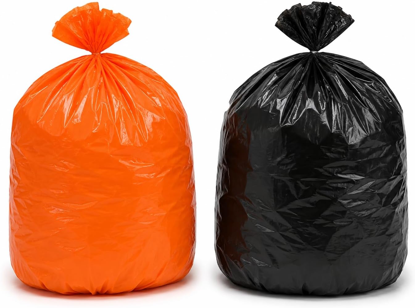 Halloween Orange & Black Trash Bags, 14 Gallons 1.5 Mil Heavy Duty Tear Resistant for Halloween Parties, Summerween