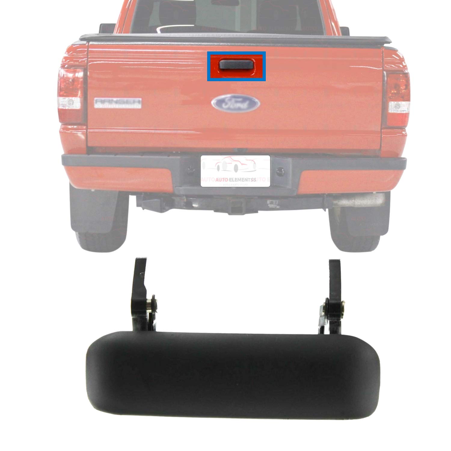 Autoelementss New Tailgate Handle Textured Plastic For 1998-2011 Ford Ranger Direct Replacement 1L5Z9943400AAA