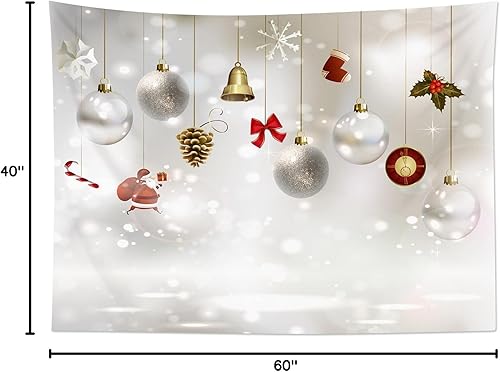 Miniatura 6 de LB Tapiz de Navidad para colgar en la pared, bola de Navidad y tapiz de Papá Noel para dormitorio, tapiz de copo de nieve de invierno para