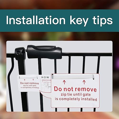 Miniatura 9 de Puerta de seguridad extra ancha para bebés, puertas de seguridad para interiores, de metal negro, gran presión, para caminar a través de la puerta