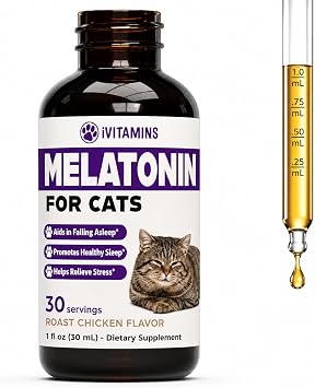 Melatonin for Cats | Supports Healthy, Restful Sleep for Your Cat | Cat Stress Relief | Cat Calming | Cat Anxiety Relief | Cat Melatonin | Anxiety Relief for Cats | Cat Sleep Aid | 1 fl oz