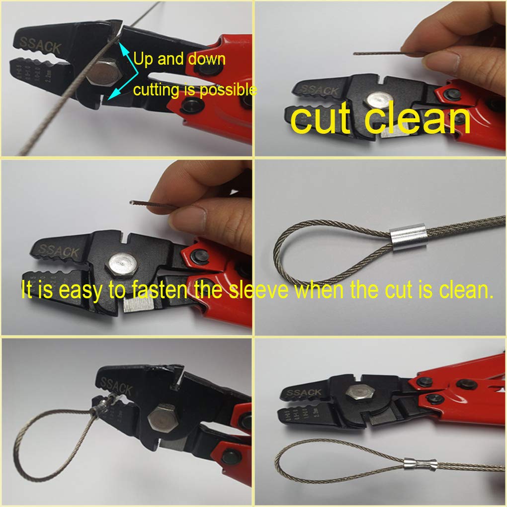 Ssack - 304 Stainless Steel Cable Wire Rope 1/16 x 165ft Cutter&Crimping Tool and Sleeve100pcs
