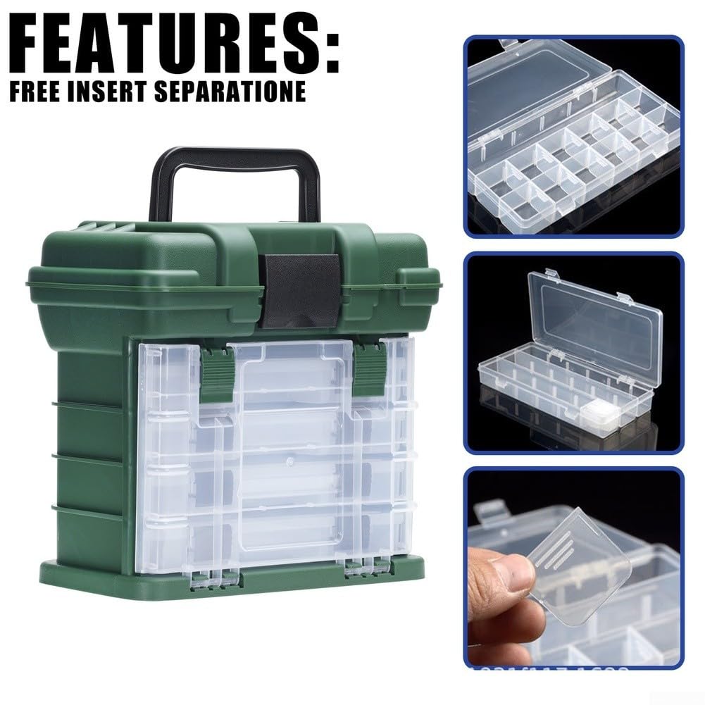 Caja de aparejos de pesca con cajones multicompartimentos, organizador de almacenamiento impermeable de polipropileno para señuelos, ganchos y herramientas, funda portátil para viajes al aire