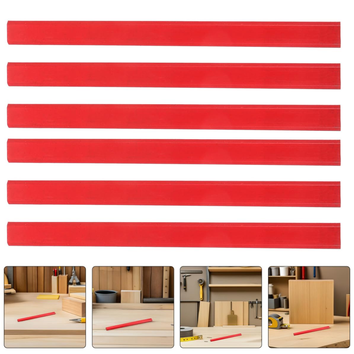 BESPORTBLE 144 Pezzi Matita da Carpentiere Rossa Esagonale in Legno
