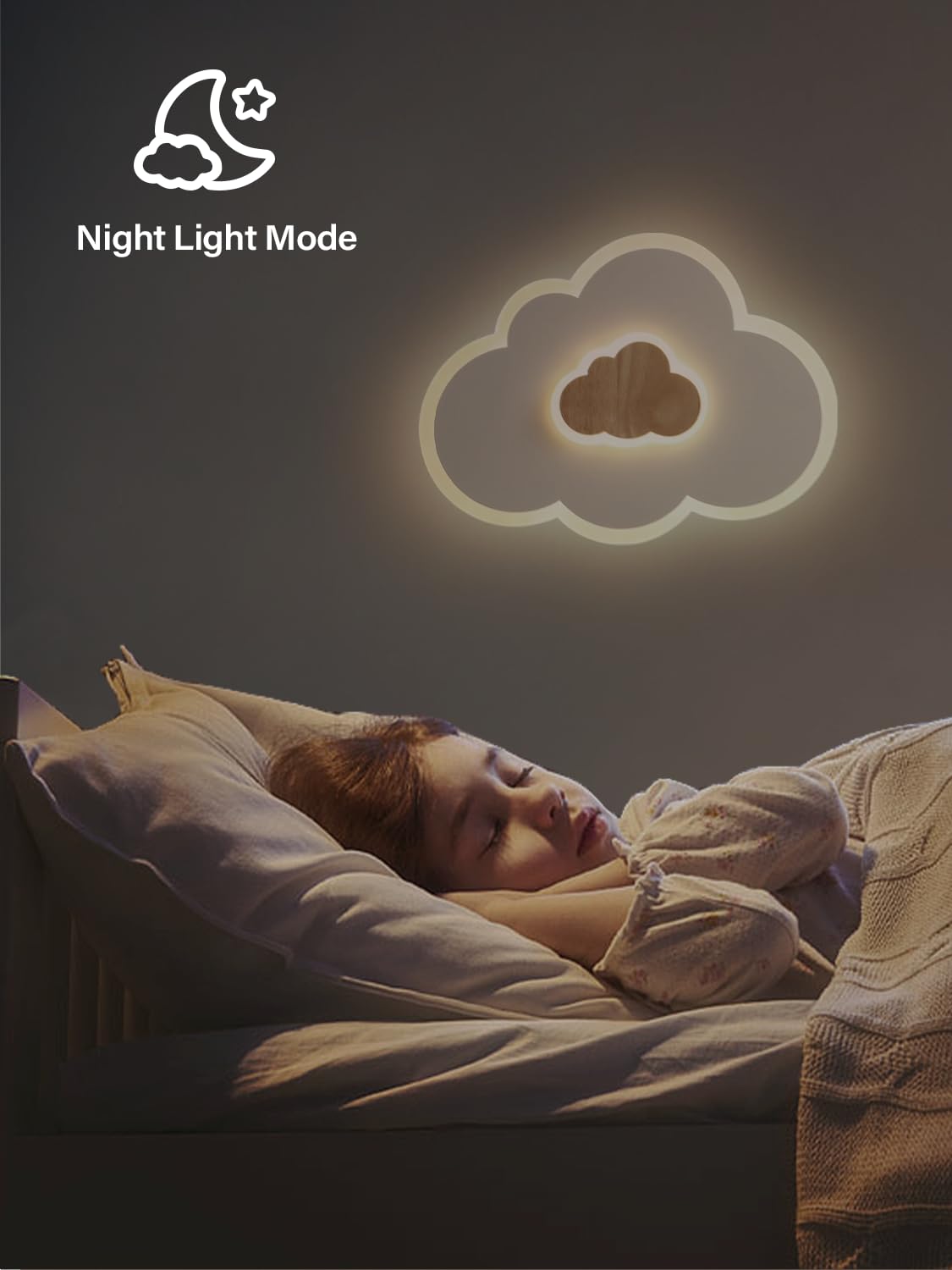 FANLG Plafoniera LED, Lampada da soffitto Cameretta Nuvole dimmerabile con Telecomando, 50CM 26W, 2400Lm, Plafoniera con Elementi in Legno Alla Moda per Camera da Letto e Soggiorno dei Bambini