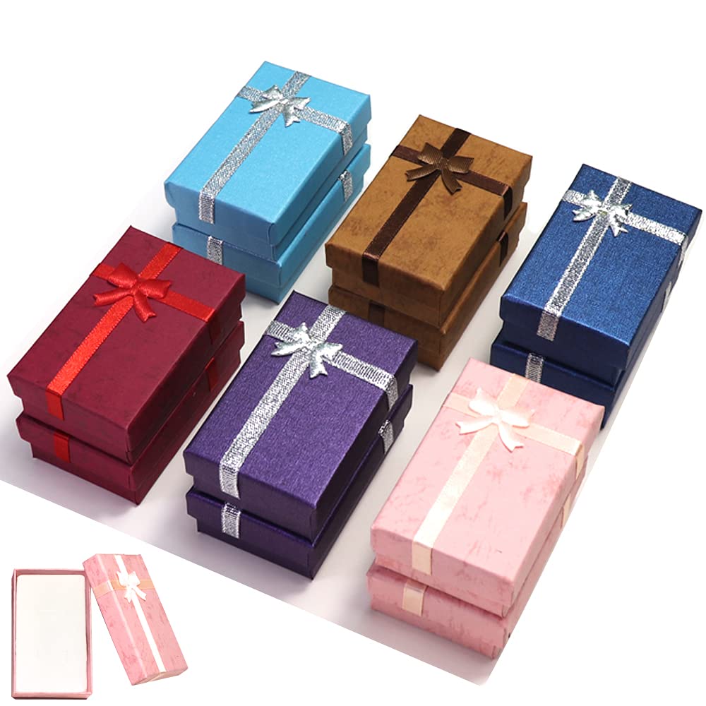 12pcs Exquisite Cardboard Jewelry Gifts Boxes for Display Earrings, Necklaces, Rings, Bracelets in Assorted Colors (Mix Color 002)