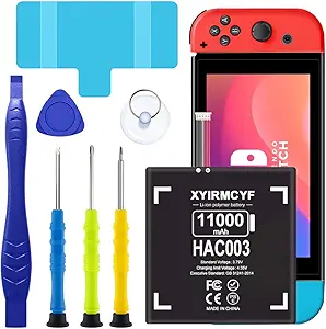 11000mAh HAC-003 Battery, (2025 New Upgrade) Super Capacity Battery for Nintendo Switch 2017 Game Console HAC-001 Internal with Repair Kits