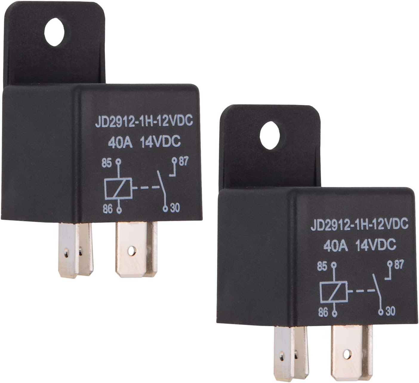 EHDIS Car Relay 4 Pin 12v 40amp Spst Model No.: JD2912-1H-12VDC 40A 14VDC, Auto Switches & Starters,Pack of 2