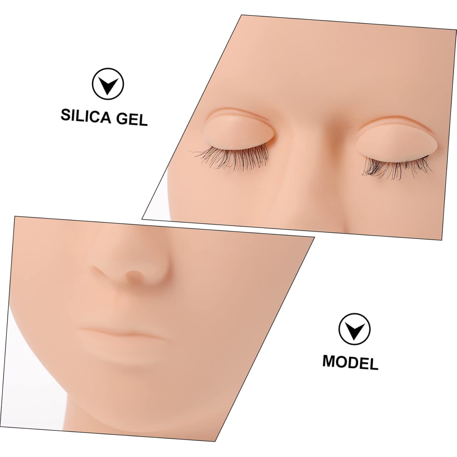 Silicone Training Head Model Eyelash Extension Practice Mannequin for Makeup Skills