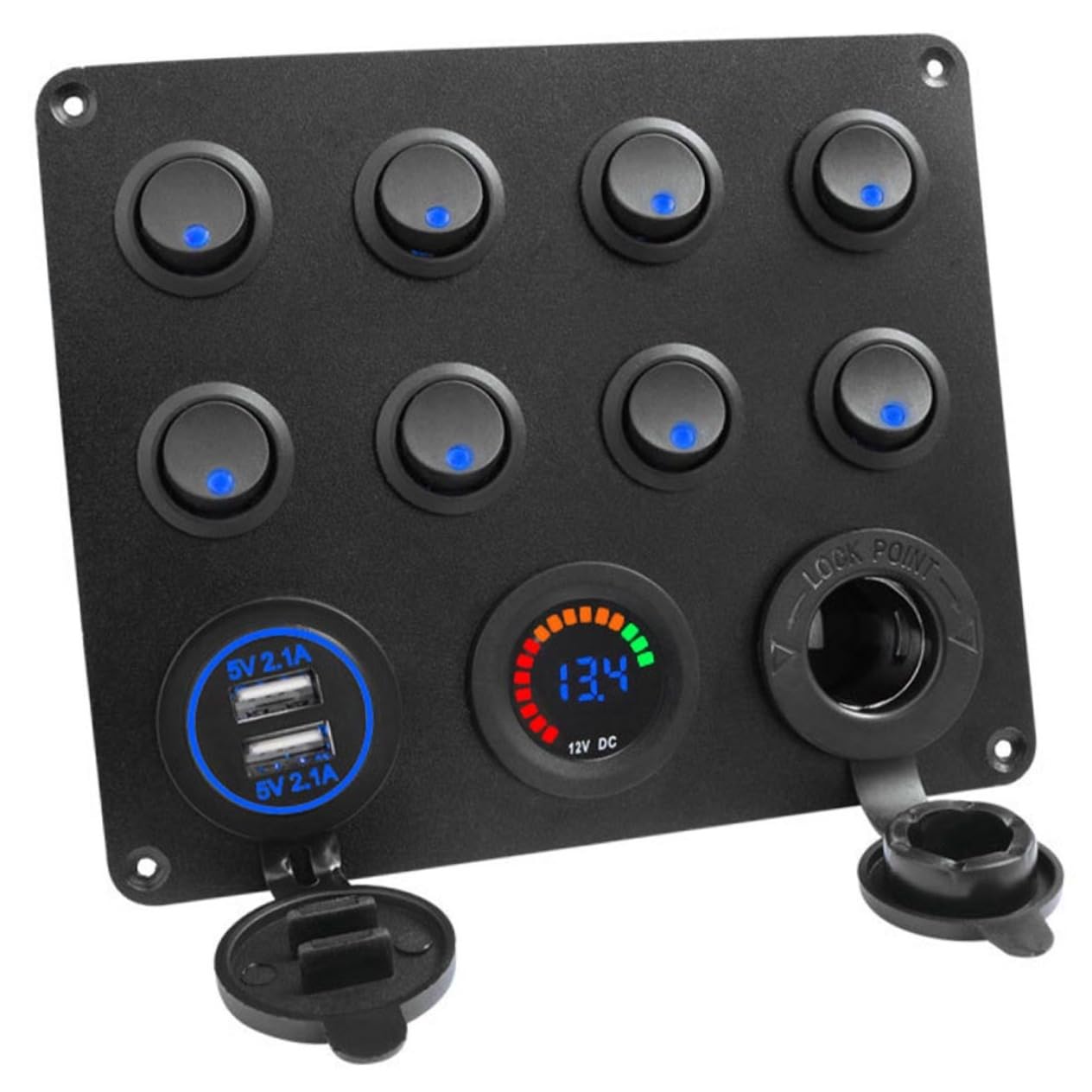 STOBAZA Gang Rocker Switch Panel with Dual USB Charger and Voltage for Car Rv Boat and Truck Durable Control Panel for Various Electrical Equipment